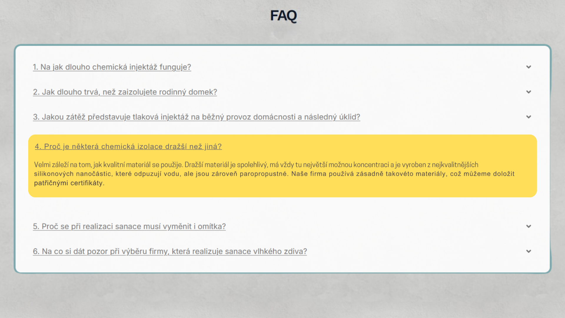 Lživá tvrzení na webu realizační firmy. Firma si jen obhajuje vysokou cenu provádění injektáže!